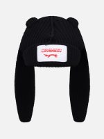 CHUNKY RABBIT BEANIE IN BLACK