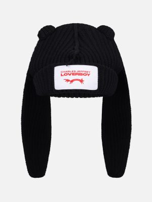 CHUNKY RABBIT BEANIE IN BLACK