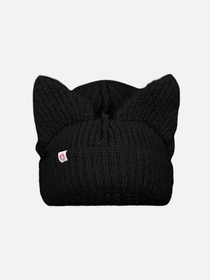 ALPACA CHUNKY EARS BEANIE EXCLUSIVE IN BLACK