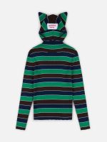 RIBBED EARS BALACLAVA JUMPER IN GREEN NAVY
