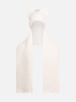 ALPACA CHUNKY EARS BEANIE SCARF IN ECRU