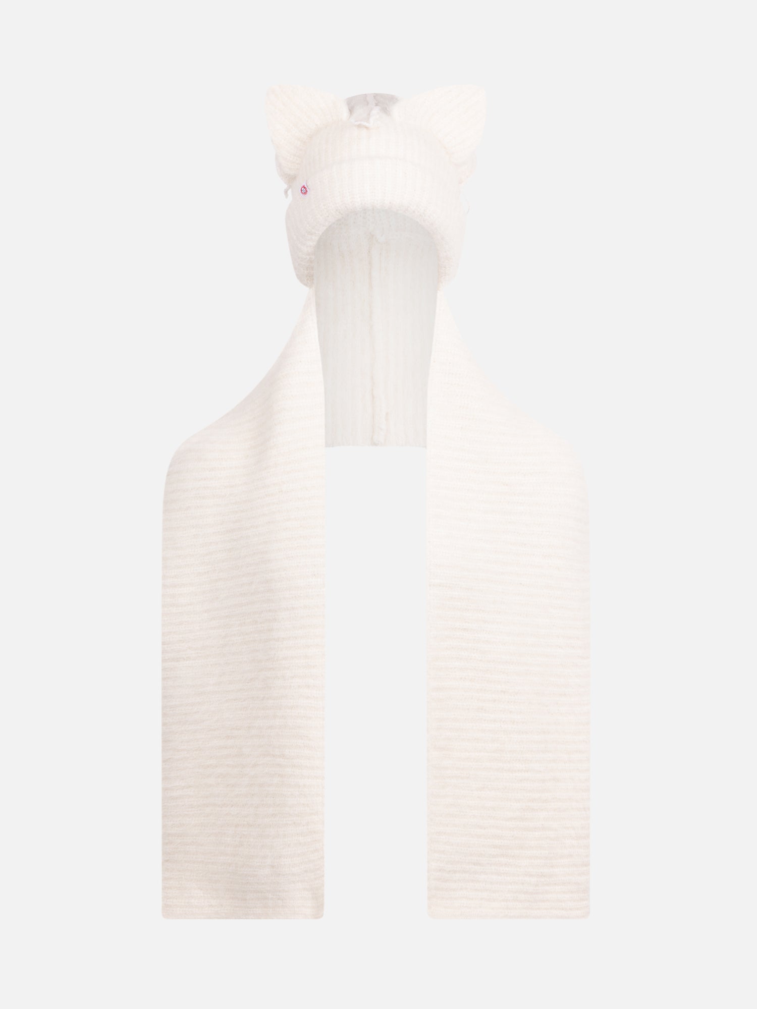 ALPACA CHUNKY EARS BEANIE SCARF IN ECRU